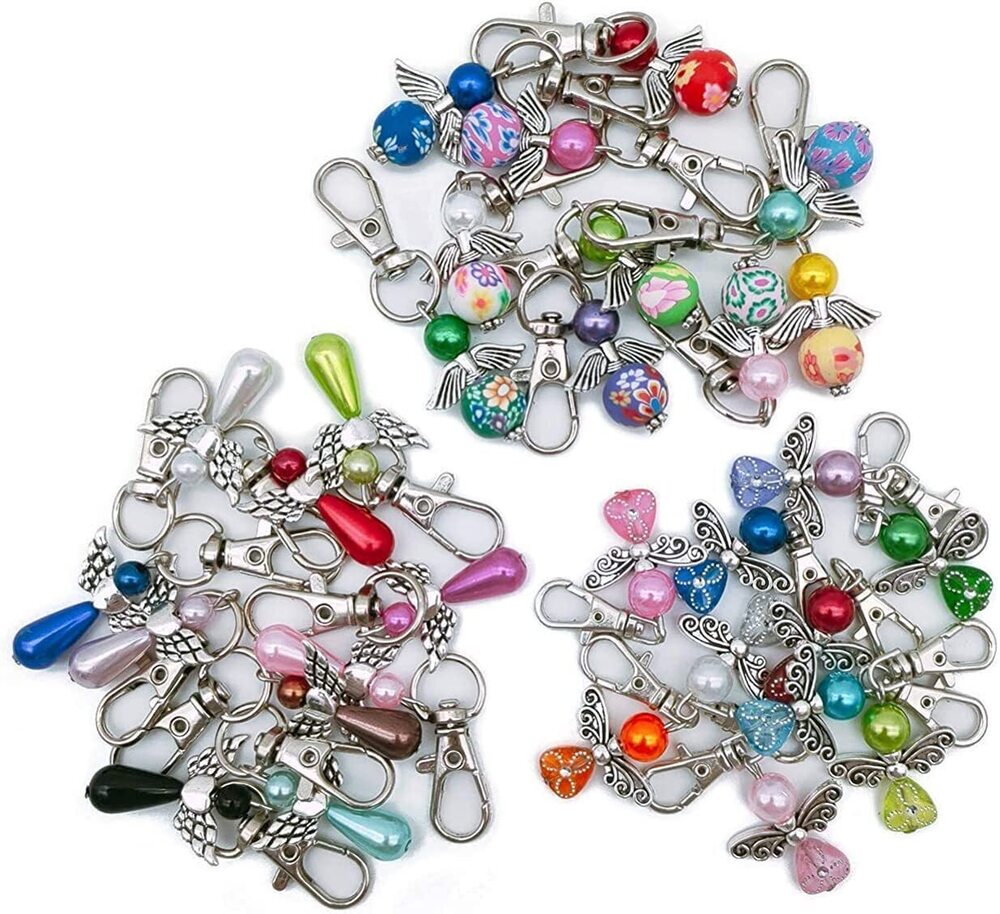 9630 30 Pack Guardian Angel Key Chain Charm Bead Angel Pendant for DIY